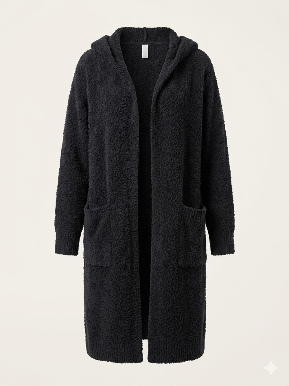 Lou & Grey Black Plush Hooded Maxi Cardigan — oversized - comfy - size XS